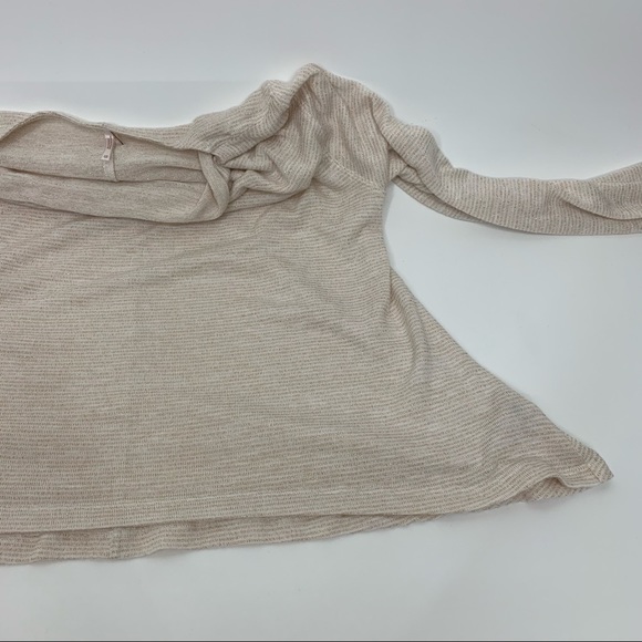Free People Gold Metallic Fleck Ivory Lightweight Knit Cowl Neck Sweater Size XS - Picture 10 of 15